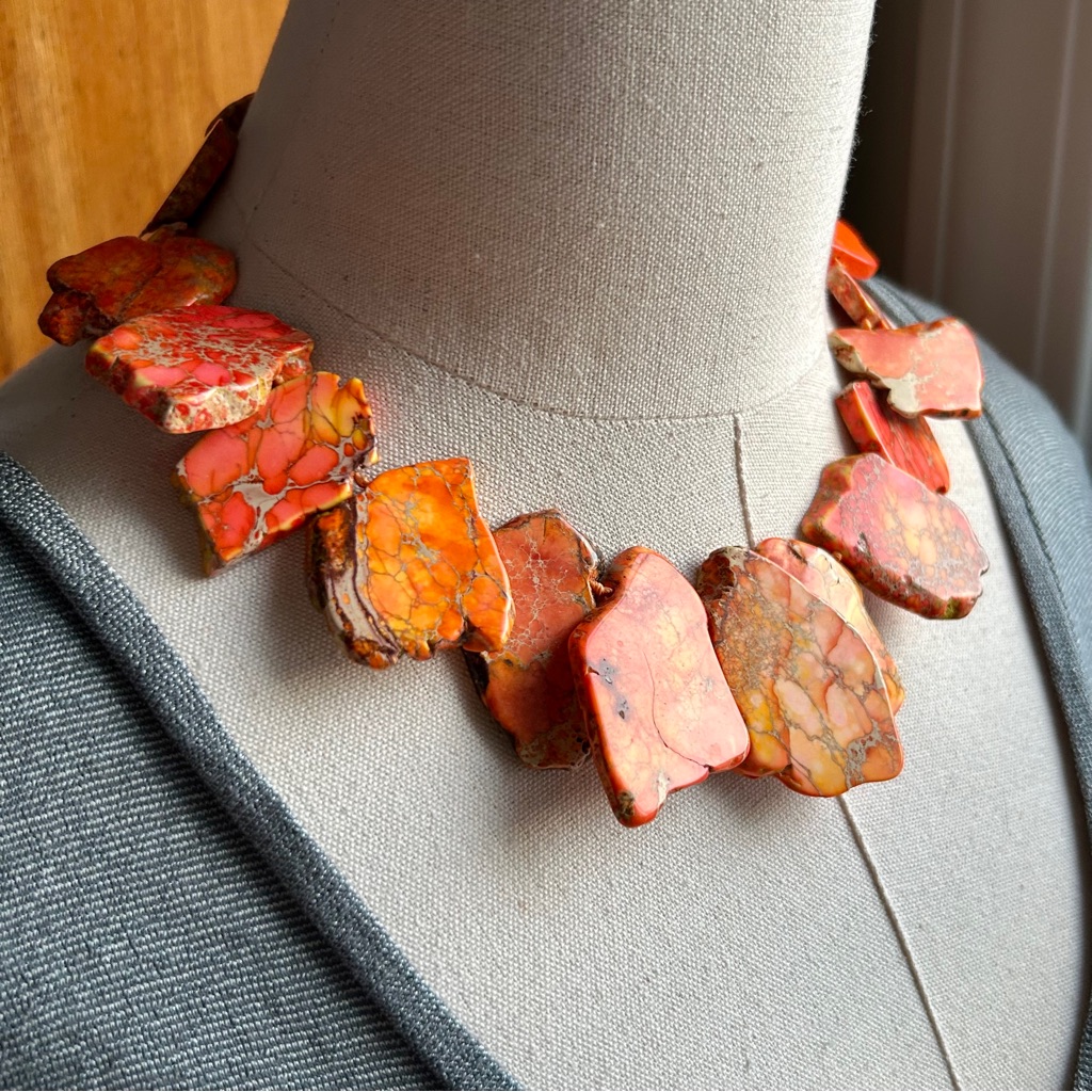 Orange Jasper & Sterling Necklace